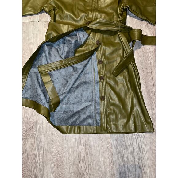 The Frankie Shop - Zoeyy Faux Leather Wrap Dress /Green /M - Picture 5 of 7